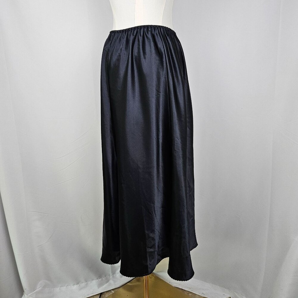 Judith Hart Black Full-Length Slip Skirt XL Vintage Polyester - Picture 2 of 10